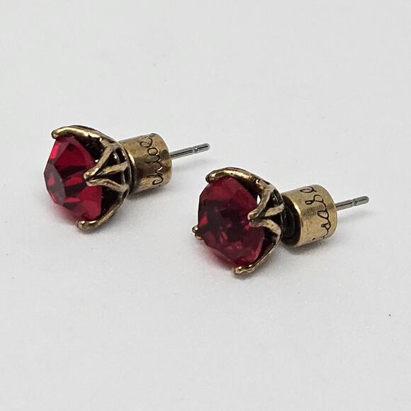 Chloe + Isabel Round Birthstone Stud Earrings E118RU Antique Brass-Plated Ruby - Picture 2 of 6